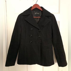 Guess wool/polyester blend black peacoat